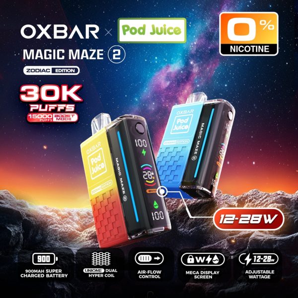 OXBAR X POD JUICE MAGIC MAZE 2 DISPOSABALE VAPE | 30000 PUFFS | 0% NICOTINE