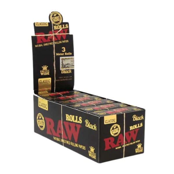 RAW CLASSIC BLACK 3 METER WIDE ROLLS 12CT
