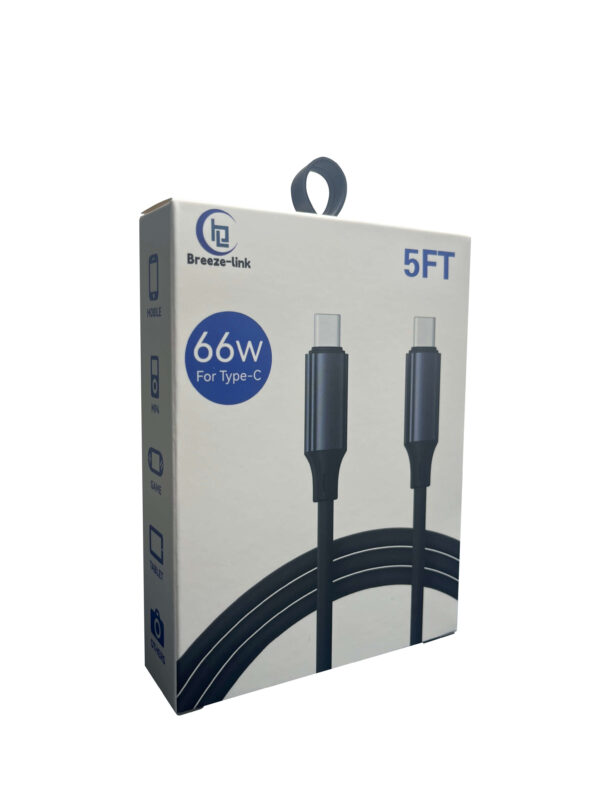 66W 3A Soft Silicone Data Cable Type C to Type C Fast Charging Cable For iPhone, Samsung and Android
