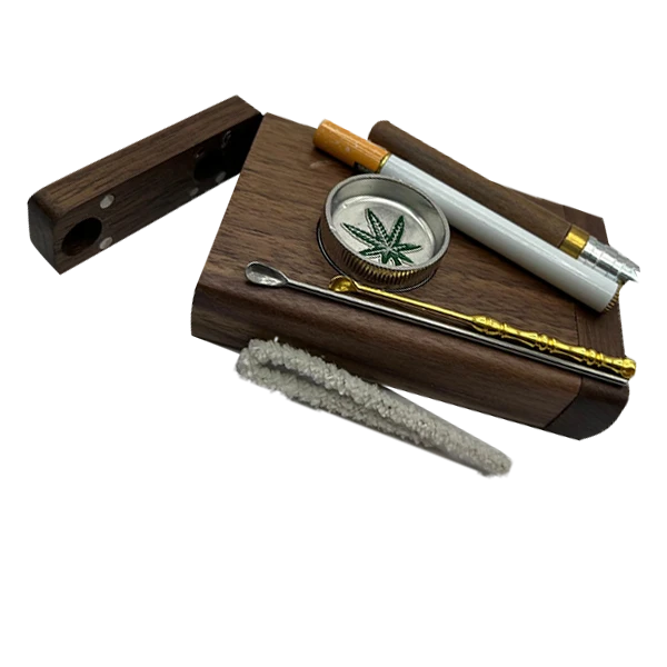 One Hitter Dugout Set - Includes Grinder, Lighter, 2 Storage Units, and 2 Pipe Cleaners