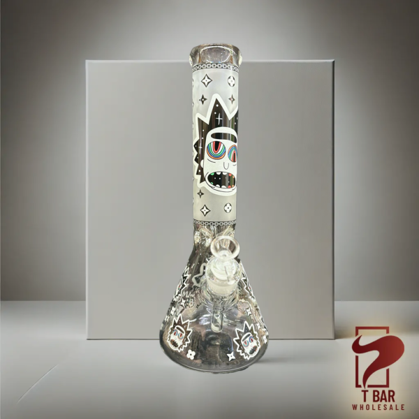 14" Rick & Morty Glow in the Dark 9mm Glass Bong | Thick & Durable Smoking Pipe | Stars Black